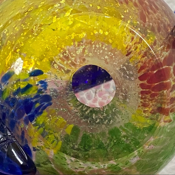 Vintage Rare Murano Glass SIGNED Puffer Fish Silver Speckled Art Glass Sculpture - Picture 12 of 15